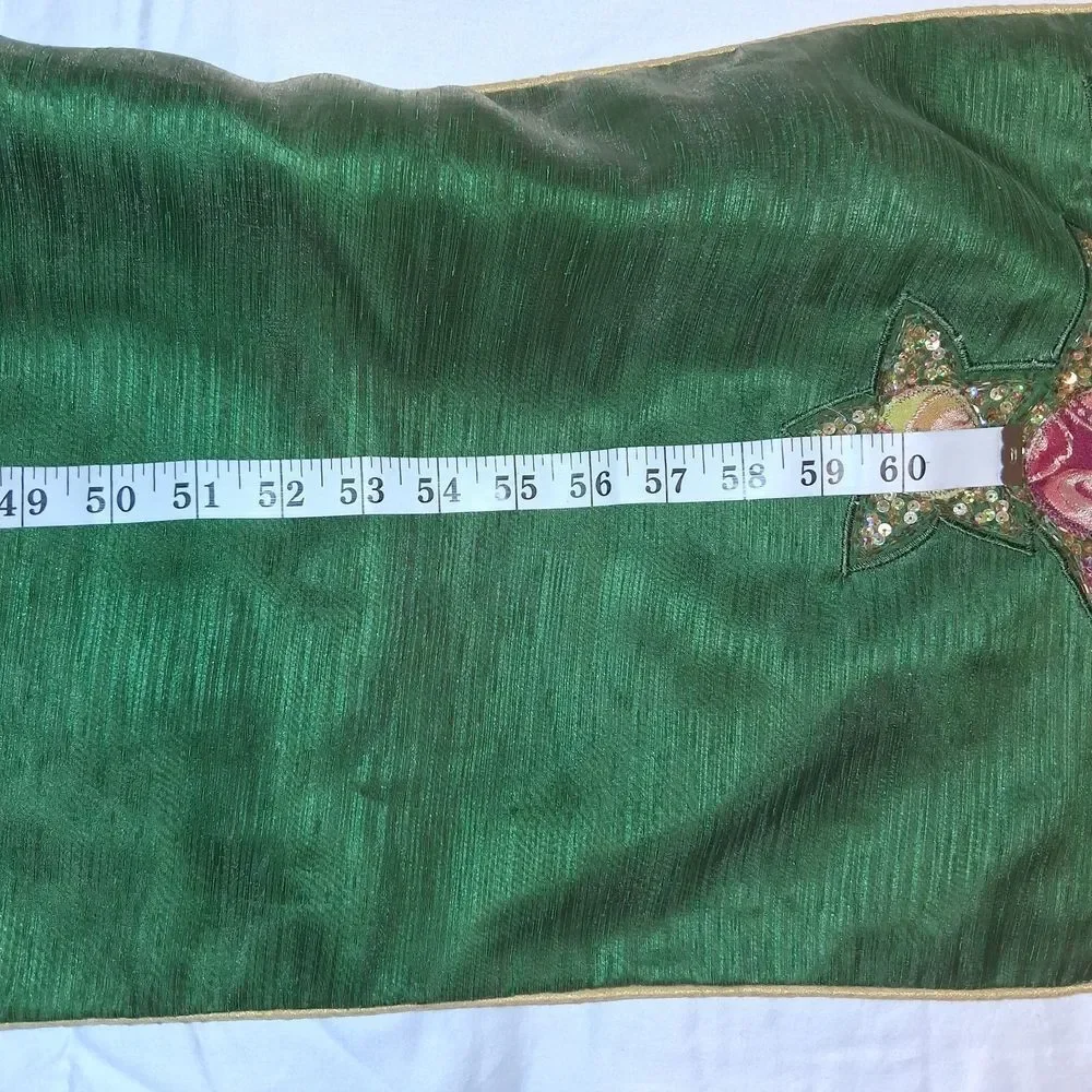 Pier 1 Imports Green Christmas Tree Embellished Table Runner